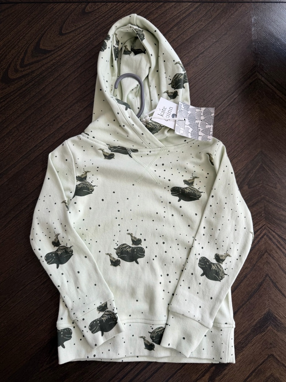 NWT Kate Quinn Green Hoodie with Whale Print